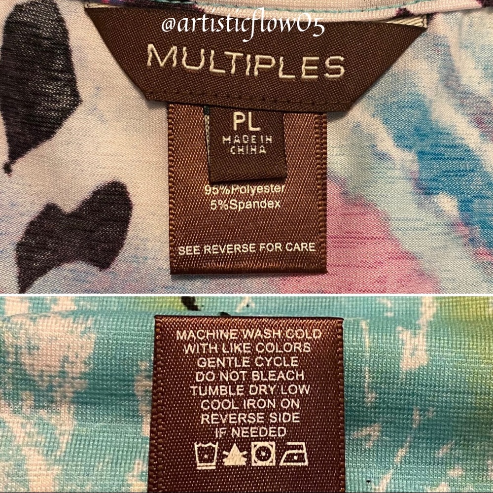 NEW! Multiples 3/4 Length Sleeve Abstract Top NWOT - Picture 4 of 5